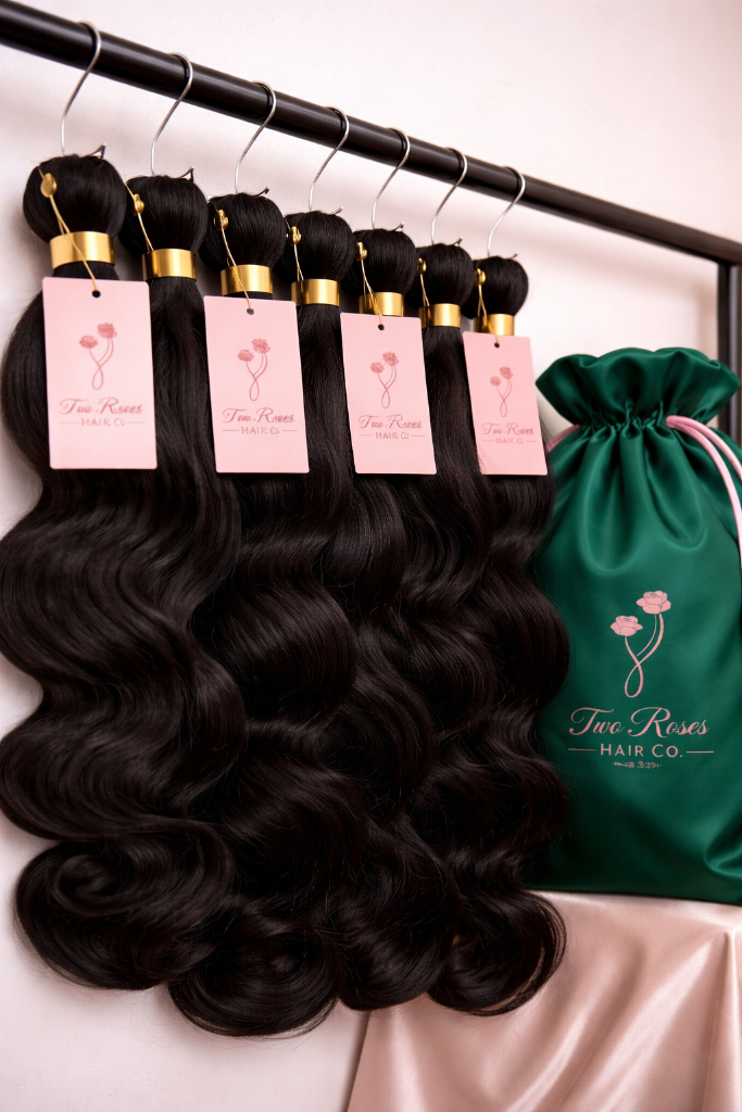 Two Roses Body Wave Hair Bundles — soft, flowing waves
Body wave virgin hair bundle natural black — Two Roses Hair Co.
Luxurious body wave bundles full and silky